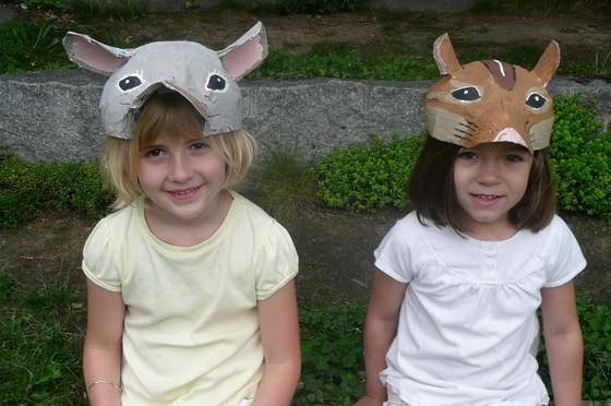 Mouse and chipmunk masks.