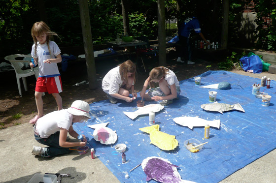 Painting fish for the Mystic River.