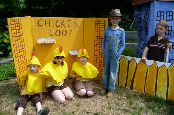 Indy, a young farmer, and his chickens.