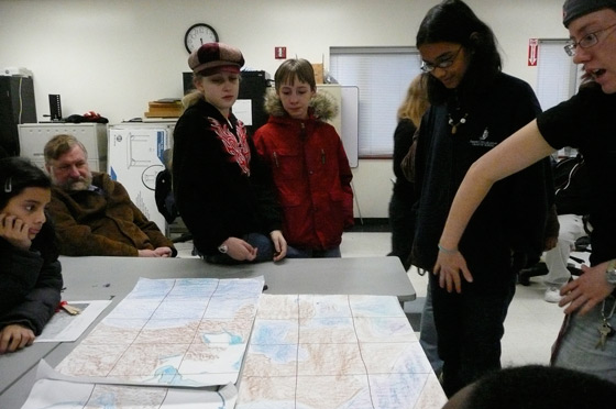 Lauren explains the Mystic River Watershed.